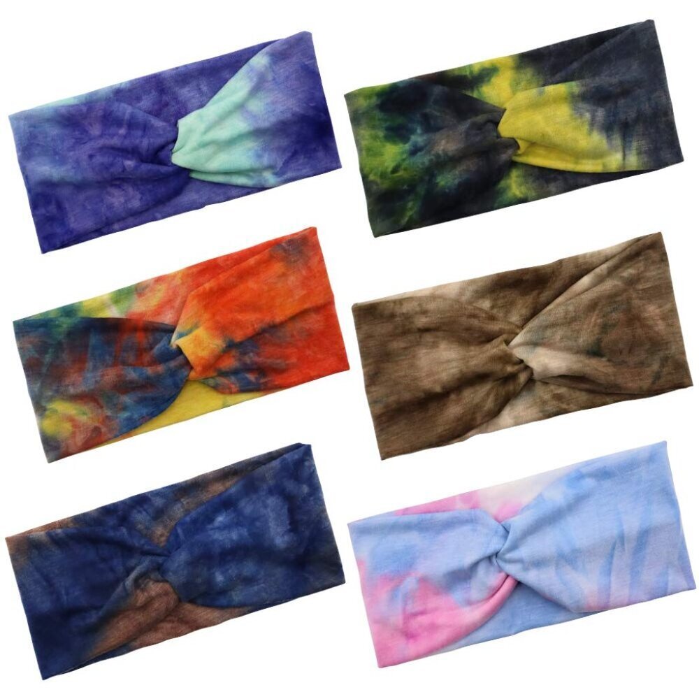 6 Pieces Tie Dye Headbands for Women - Knot Turban Headbands, Boho Knotted Yoga
